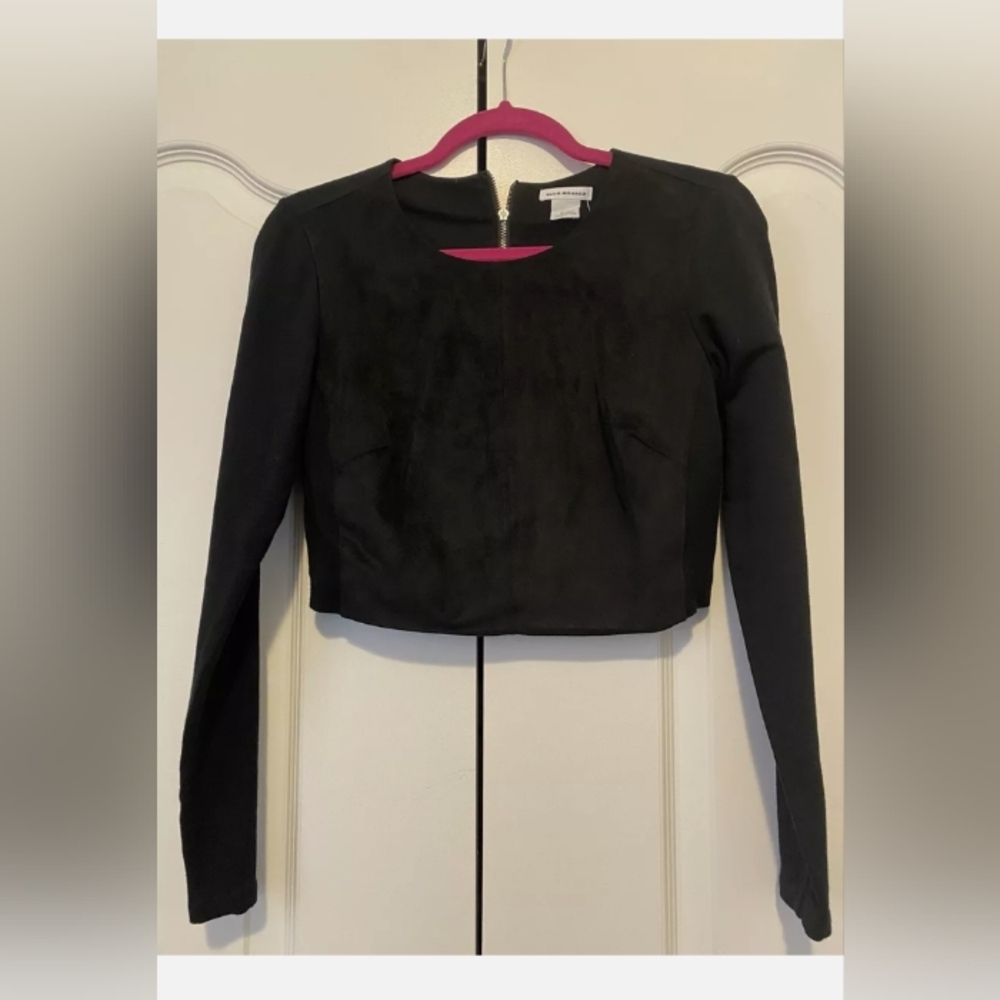 Club Monaco Isra Long Sleeve Faux Suede Crop Top XSMALL BN